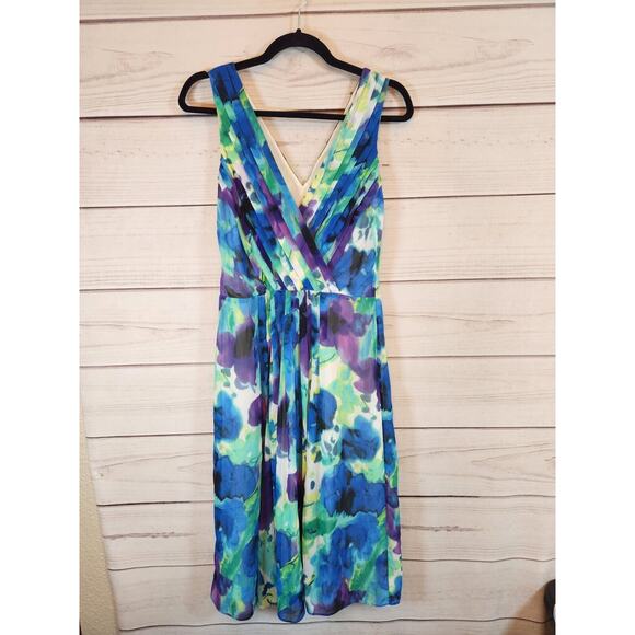 Anne Klein Women's Multi Color Print Polyester Sleeveless‎ Spring Dress Size 8 - Picture 1 of 6